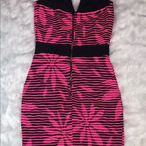 Pink & Black Bodycon GoodTime USA Strapless Dress
